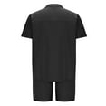 thumbnail image 4 of Stamzod Mens Track Suits 2 Piece Set Summer Solid Color Short Sleeve Button Down Shirt and Shorts Casual Loose Plus Size Beach Vacation Sweatsuits for Men Black L, 4 of 5