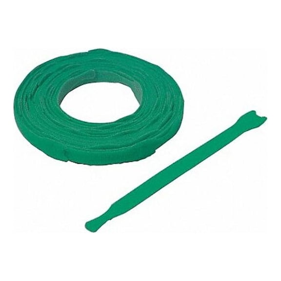 Hook and Loop Strap, No Adhesive, 8 in, 0.75 in W, Green, 45 PK