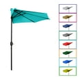 thumbnail image 4 of Polytrends 9' Sutton Half Round All-Weather Crank Patio Umbrella Royal Blue, 4 of 5