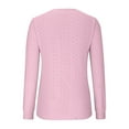 thumbnail image 4 of Timegard Hauts à Oeillets pour Femmes Col Rond Manches Longues Bouffantes T-Shirts Transparents Chic Décontracté Hauts Amples, 4 of 5