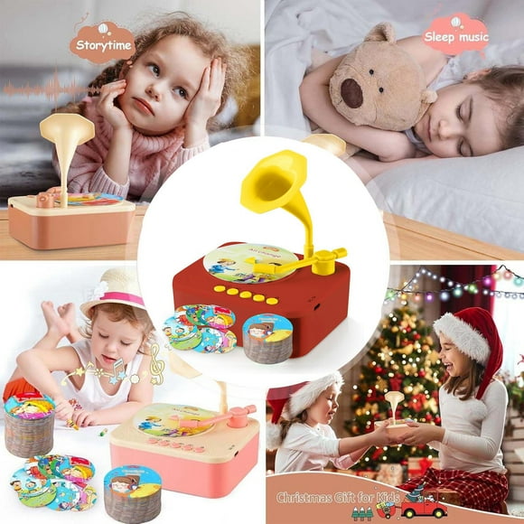 Kids Gramophone With 96 Cards Children Phonograph Story Music Player Boys Girls Toddler Toys Early Childhood Education Birthday 3 6 Years Old