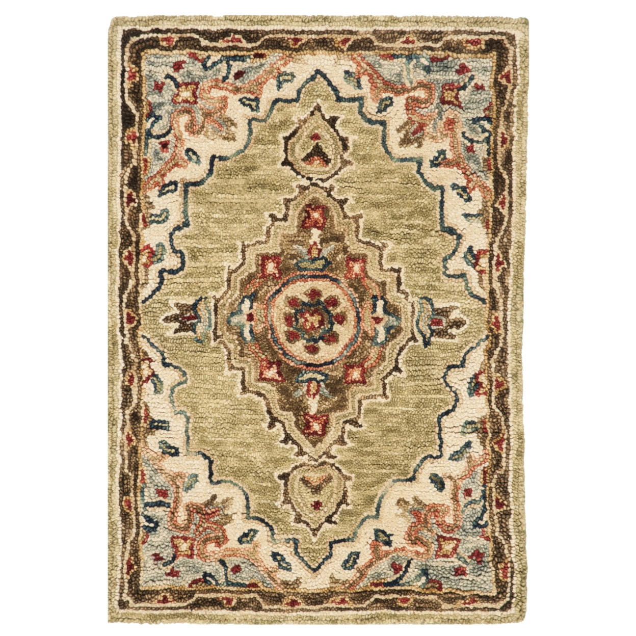 SAFAVIEH Aspen Emilija Southwestern Wool Runner Rug, Sage/Brown, 2'3" x 7'