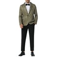 thumbnail image 2 of INSPIRE CHIC Striped Blazer for Men's Single Breasted Contrast Color Business Sports Coat L Brown, 2 of 5