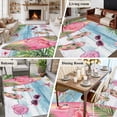 thumbnail image 5 of Summer Flamingo Area Rugs 8'x10', Washable Small Throw Rugs for Living Room Patio, Tropical Plants Botanical Blue Ombre Wood Indoor Outdoor Rug Non-Slip Low Pile Carpet Runner Reversible Floor Mats, 5 of 8