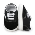 thumbnail image 2 of Baby Canvas Shoes Infant Girls Boys Sneakers Toddler First Walkers Slip On Newborn Crib Shoes(0-6 Months,Black), 2 of 6