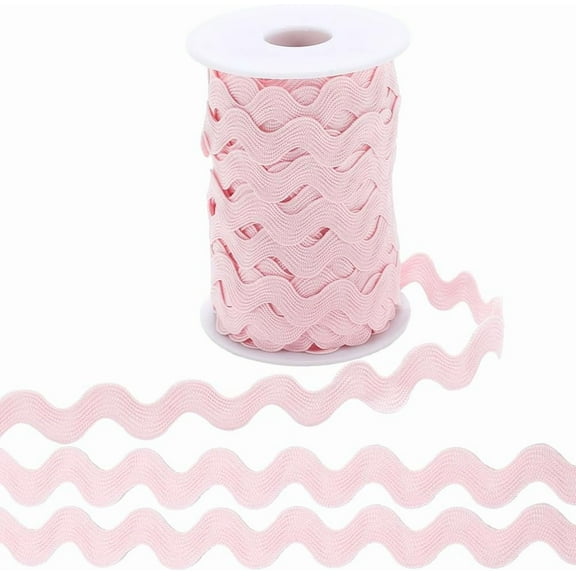 25 Yards 10mm Wide RIC Rac Trim Wavy Bending Ribbon Light Pink Rick Rack Fringe Trim Zig Zag Lace Edging Braid Trimming Polyester Webbing Ribbons