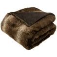 thumbnail image 3 of SAFAVIEH Faux Luxe Brick Striped Fur Throw, 50" x 60", Chocolate, 3 of 3