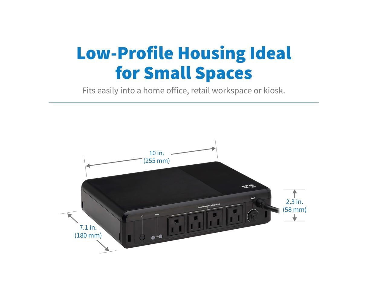 Eaton Tripp Lite Series 600VA 300W 120V Standby UPS 4 NEMA 5-15R Outlets Surge + Battery Backup 5-15P Plug Desktop BC600R