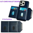 thumbnail image 6 of Case for iPhone 15 Pro Max Compatible with MagSafe Magnetic 2-in-1 Detachable Wallet Case with Card Slots for Women Men, Classic PU Leather Flip Kickstand Shockproof Protective Case, Darkblue, 6 of 11