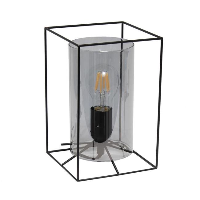 Lalia Home LHT5059SM Black Framed Table Lamp with Smoked Cylinder Glass Shade, Small Walmart