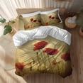 thumbnail image 2 of Red Poppy Flowers Queen Size Comforter Set, Floral Retro Countryside Vintage Bedding for All Seasons, 4 Pcs Bed Set, 1Quiltcover (90"x92") ,1Sheet(94"x116"), 2Pillowcases (30"x20"), 2 of 9