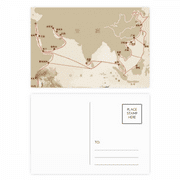 Along the Way to the Silk Road Map Postcard Set Birthday Mailing Thanks Greeting Card