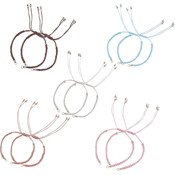 Pulseras de la amistad de 5 colores, cordón de poliéster, 10 unidades, semiterminadas, ajustables, cadena de pulsera semiterminada.