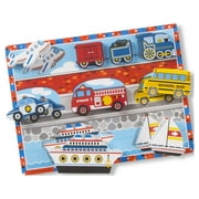 Melissa & Doug Vehicles Wooden Chunky Puzzle - Plane, Train, Cars, and Boats (9 pcs) - FSC Certified