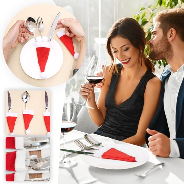 ¡Rebajas Grandes!, Juego de tenedores y vajilla decorativa navideña Herramienta para guardar gorros navideños Akmoler