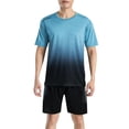 thumbnail image 2 of Wxolcjlv Gradient Print Outfit Set for Men Short Sleeve Crew Neck Sport Outfit Activewear, 2 of 4