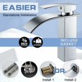 thumbnail image 5 of Elegante grifo de baño en cascada, de latón macizo, con un solo orificio y acabado en cromo pulido para lavabo de baño montado en la encimera, 5 of 5