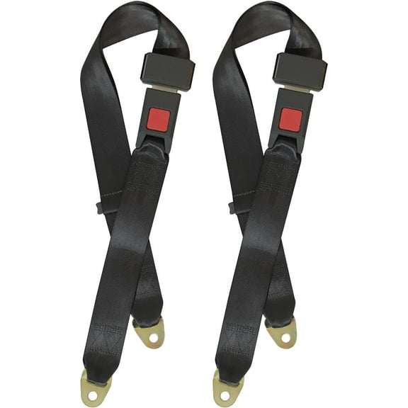 Universal Lap Seat Belt 2 Point Adjustable Safety Seat Belt for Go Kart, Club Golf Cart, 2 Pack in Black,48 Inch