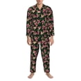 thumbnail image 3 of Salouo Rose Flowers Print Button-Front Long Sleeve Pajama Set for Men, Soft 2Pjs Men's Long Sleeve Sleepwear-Small, 3 of 7