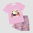 thumbnail image 4 of Staki 4th of July Outfits Girls Clothes Short Sleeve Tops + Shorts Kids Summer T-shirt Outfit 2-9Y 10-12Y(Light Pink,6-7 Years), 4 of 7