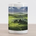 thumbnail image 2 of Nature Ceramic Toothbrush Holder, Rising Sun in the Valley Dark Cloudy Sky Landscape Dramatic Pastoral Heaven Print, Decorative Versatile Countertop for Bathroom, 4.5" X 2.7", Green Blue, by Ambesonne, 2 of 4