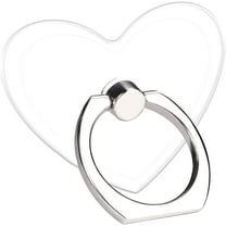 Transparent Clear Phone Holder Ring Grips, Finger Ring Stand for Cell Phone Tablet (Heart-Clear)