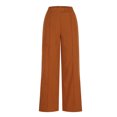 thumbnail image 3 of cFmduc Women's Overlap Waist Seam Front Palazzo Pants Wide Leg High Waist Long Pant Casual Work Trousers, 3 of 4