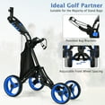 thumbnail image 6 of Gymax 4 Wheels Foldable Golf Push Pull Cart Trolley w/ Brake Waterproof Bag Blue, 6 of 10
