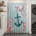 thumbnail image 3 of Xipuska Ocean Coastal Shower Curtain - Water Repellent Fabric Shower Curtains Washable, Nautical Anchor Jellyfish Coral Seahorse Decorative Polyester Cloth Bathroom Curtains Modern Bath Decor 72"x78", 3 of 6