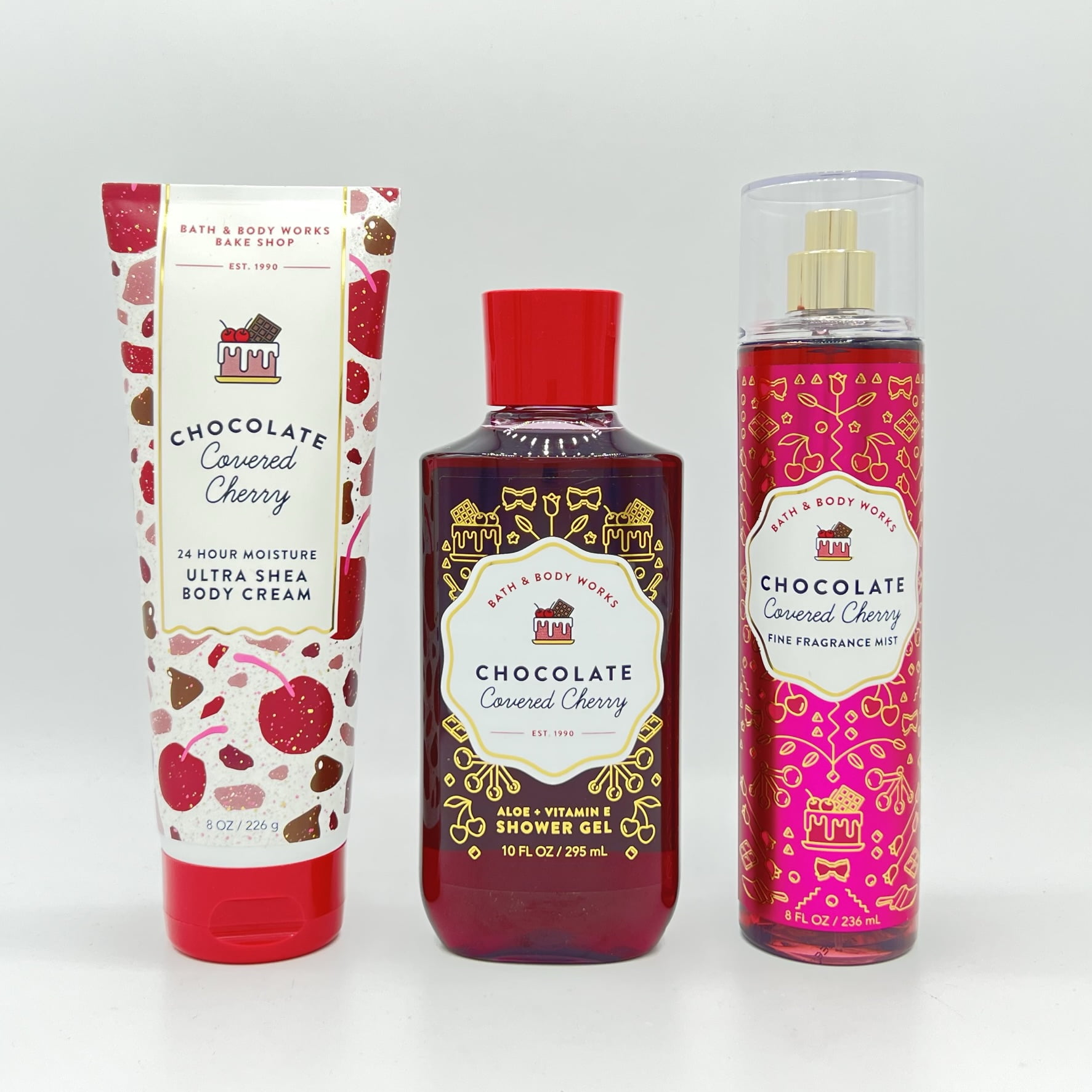 Bath and Body Works Chocolate Covered Cherry Body Cream, Shower Gel and