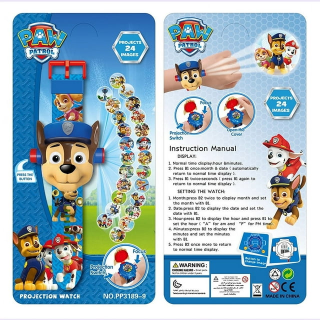 Paw Patrol Watch Cartoon Anime 3D Projection 24 Pattern Watch Skye Chase Rubble Marshall Digital Watche Model Kid Wristband Gift JIANGLANG