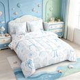 thumbnail image 2 of Manfei Coastal Bow 7 Pieces Full Size Bedding Sets,Seashell Line Full Size Bed in a Bag,Colorful Stars Reversible, 2 of 7