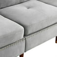 thumbnail image 6 of L-shaped Sectional Sofa with Chaise Lounge, Velvet Upholstered Couch with Nail Head Trim, Corner Sofa for Living Room, Apartment, Gray, 6 of 7