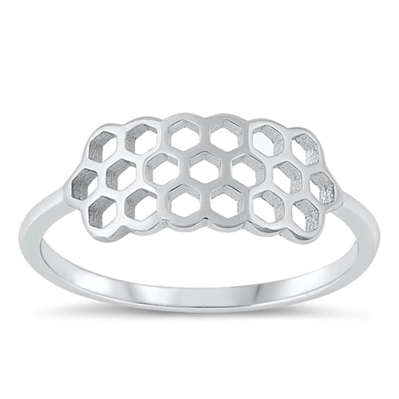 Classic Honeycomb Ring .925 Sterling Silver Geometric Band Jewelry Female Male Unisex Size 5
