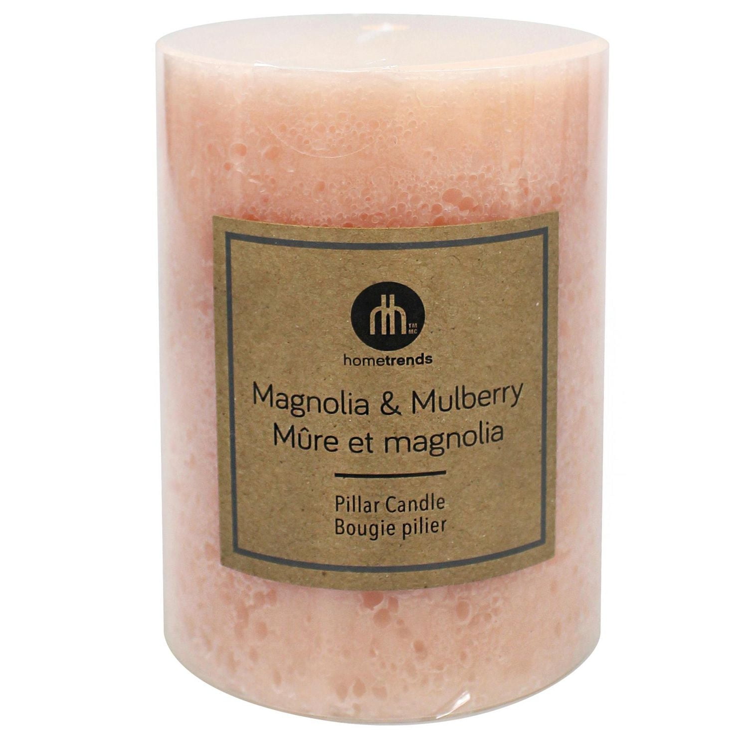 Hometrends 4" Magnolia & Mulberry Scented Pillar Candle, 3"Dia x 4"H