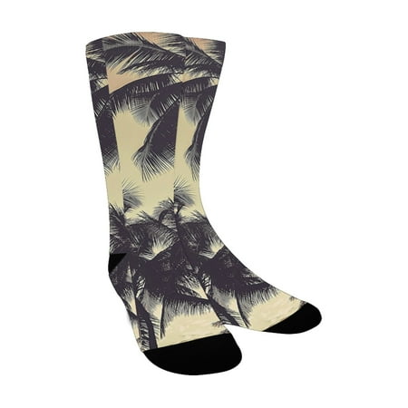 

Tropical Decor Collection Ocean Beach Sunset Sepia Tones Print Custom Socks for Women