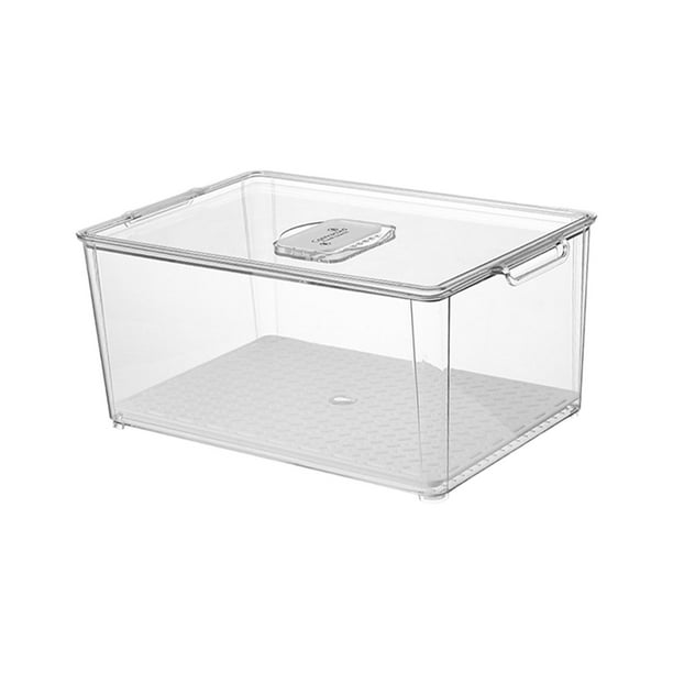 Contenedor de almacenamiento para refrigerador, transparente, con tapa, bandeja de drenaje, organizador para refrigerador 34x22x15cm
