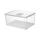 thumbnail image 1 of Contenedor de almacenamiento para refrigerador, transparente, con tapa, bandeja de drenaje, organizador para refrigerador 34x22x15cm, 1 of 9