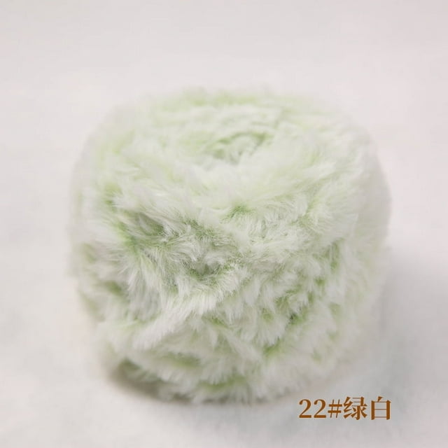 Zhuge Hilo de chenilla grueso y voluminoso para tejer a mano, hilo de chenilla grueso y esponjoso, hilo de felpa suave, 200 g, blanco verdoso
