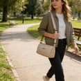 thumbnail image 4 of EDhome Casual Minimalist Canvas Tote Bag, Lightweight Durable Canvas Adjustable Strap, Convertible Stylish Crossbody Shoulder Bag for Outdoor Daily Travel Use, Khaki, 4 of 6