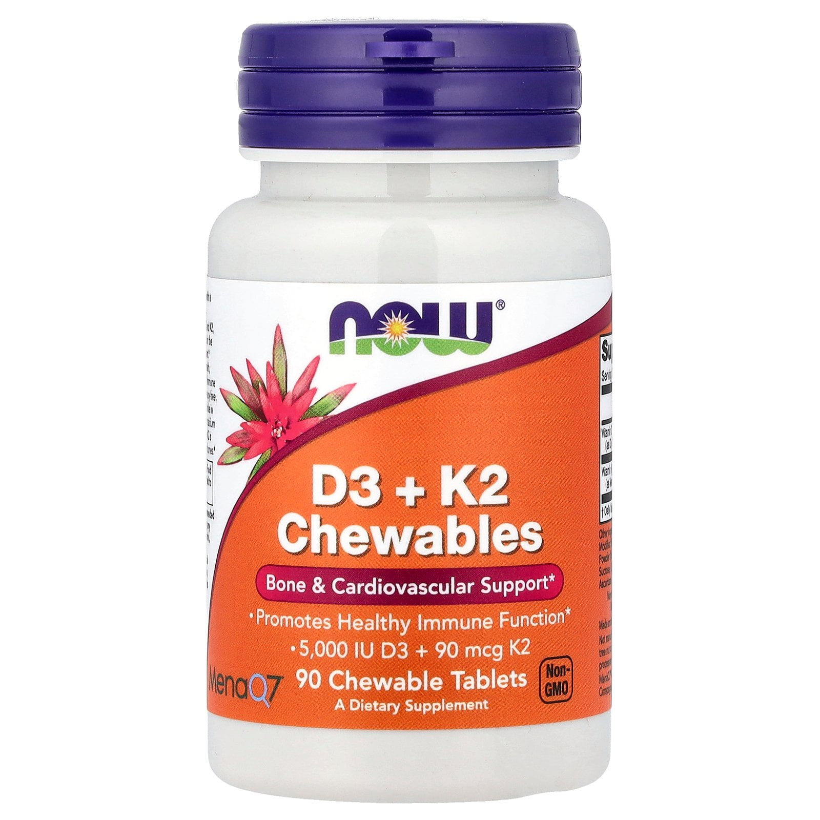 NOW Foods D3 + K2 Chewables, 90 Chewables Tablets