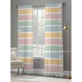 thumbnail image 4 of Color Stripes Sheer Curtains 2 Panels Set Pink Blue Green Striped Gradient Brush Texture Sheer Window Curtains Light Filtering Rod Pocket Voile Drapes for Bedroom Living Room 52"X96", 4 of 8