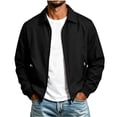 thumbnail image 5 of XUNKUSGA Men's Lightweight Jackets Classic Solid Color Collared Zip Up Jackets for Men Casual Long Sleeve Ribbed Cuff windbreaker jacket Golf Windproof Coat with Zipper Pockets Black L, 5 of 9