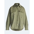 thumbnail image 5 of Free Assembly Women's and Women's Plus Embellished Cotton Utility Shirt with Long Sleeves, Sizes XS-4X, 5 of 5