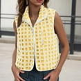 thumbnail image 2 of UAYOTSE Women Fall and Winter Soild Color Fleece Vest Sleeveless Fashion Zipper Vest Checkered Vest(S201-Yellow,S), 2 of 7