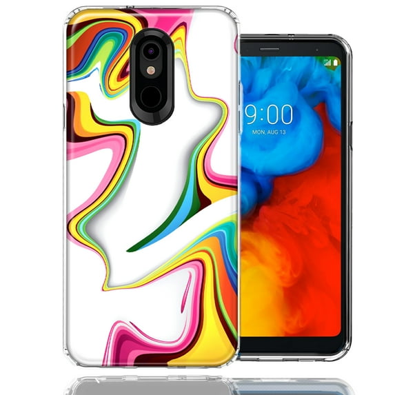 MUNDAZE For LG Stylo 5 Rainbow Abstract Design Double Layer Phone Case Cover