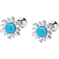 thumbnail image 5 of 20g Sterling Silver Sunflower Stud Earrings for Women Turquoise Sun Tragus Cartilage Earrings Piercing Studs Screw Back Minimalist Jewelry Hypoallergenic, 5 of 7