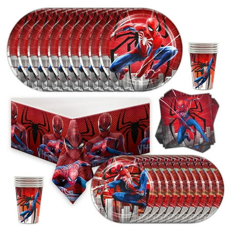 Spiderman Birthday Decor Party Supplies Set Plates Cups Tablecloth Napkins