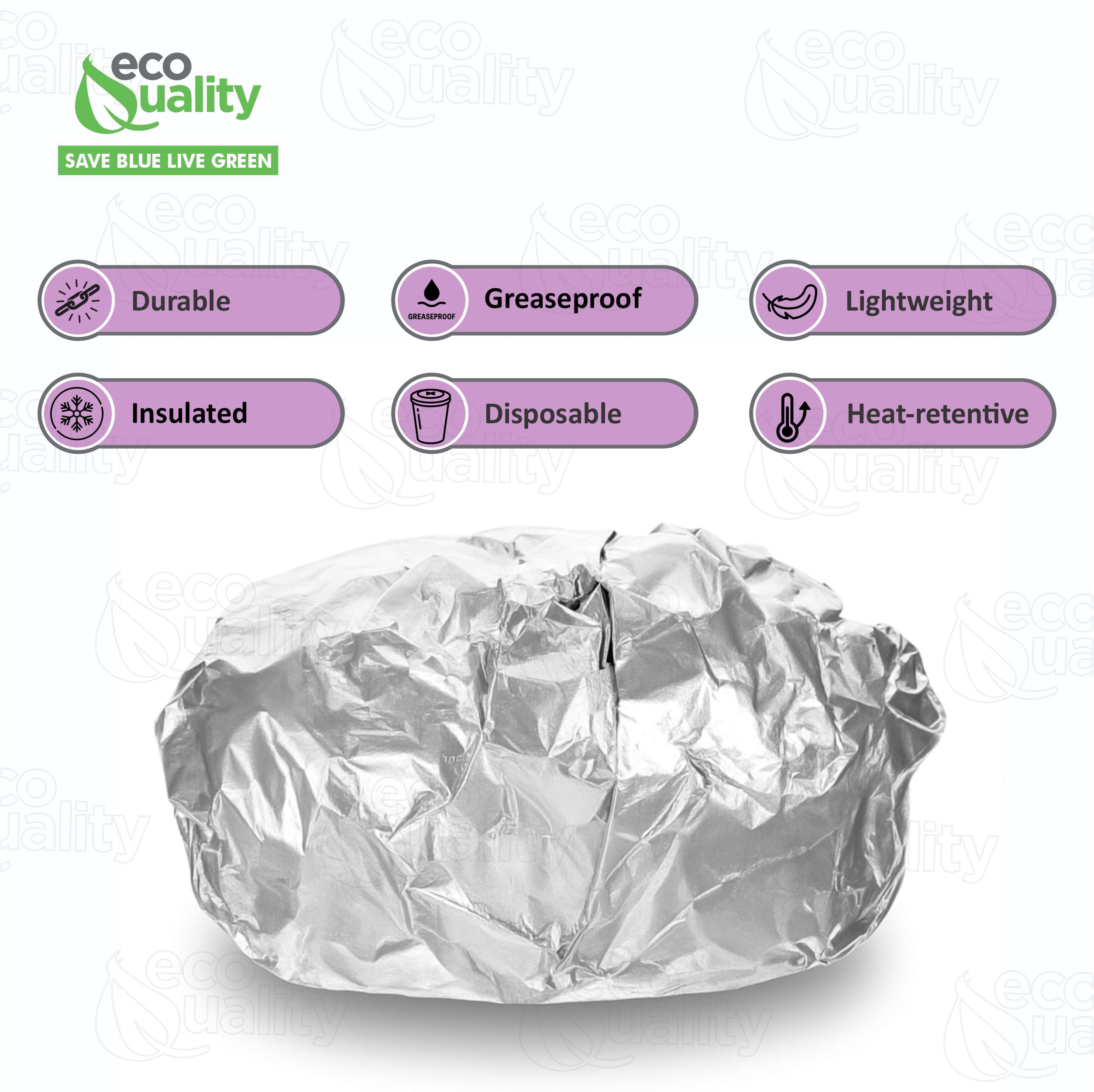[2000 Pack] Insulated Foil Sandwich Wrap 10 x 14 inches - Cushion Foil Wrap, Plain Silver, Aluminum Foil Wrap, Honeycomb Wrap Sheets for Sandwiches, Deli Square, Burger Wrap, to go, Restaurants, BBQ