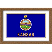 Kansas State 2x Matted 40x28 Large Gold Ornate Framed Art Print by The Flag Art Print Series